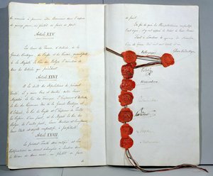 Vertrag zur Gründung Belgiens als souveräner Staat, unterzeichnet am 15. November 1831 auf der Londoner Konferenz