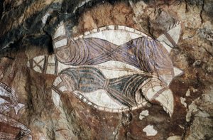 Schildkröte, Felsmalerei, Arnhem Land, Northern Territory, Australien, Aborigines-Kultur von Benjamin Baud