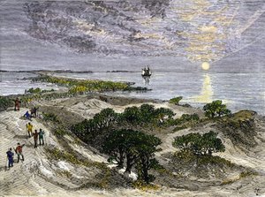 Vereinigte Staaten, Staat Virginia: Englische Siedler auf Roanoke Island landen
