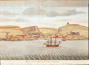 Ansicht von Sao Tiago (Santiago) auf Kap Verde (Zeichnung) von Unbekannter Künstler