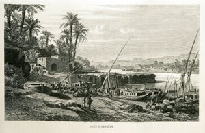 Ansicht des Hafens von Assuan in Ägypten - Illustration aus dem Atlas von Ägypten