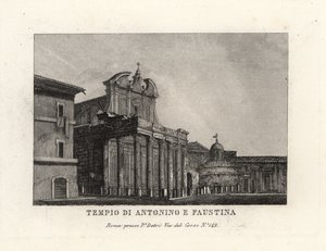 Ansicht des Tempels von Antoninus und Faustina, Tempio di Antonino e Faustina, Forum Romanum, Rom von Unbekannt