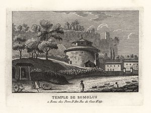 Ansicht des Tempels des Romulus, der Basilika Santi Cosma e Damiano, Forum, Rom von Unbekannt