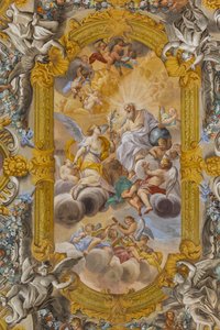 Ansicht der Decke, Kirche von Nunziatina, Todi, Umbrien, Italien von Unbekannter Künstler