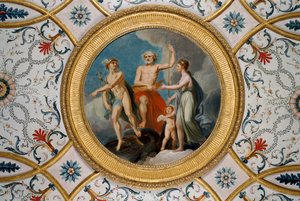 Ansicht des Deckenrundels im kleinen Salon von Unbekannter Künstler