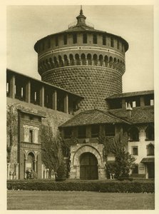 Ansicht des Innenhofs des Castello Sforzesco in Mailand von Unbekannt