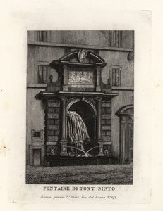 Ansicht des Brunnens der Ponte Sisto Brücke, Acqua Paola (jetzt auf der Piazza Trilussa), Rom von Unbekannt