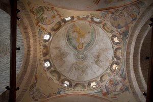 Ansicht des Freskos im Baptisterium, Kathedrale von St. Stephan, Concordia Saggitaria, Provinz Venedig, Venetien, Italien