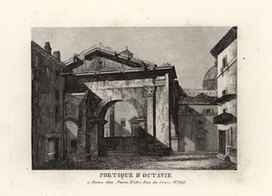 Ansicht der Ruinen des Portikus des Octavian, Porticus Octaviae, Rom