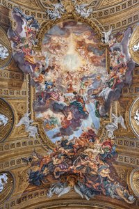 Blick auf das Gewölbe des Kirchenschiffs mit "Der Triumph im Namen Jesu", Kirche des Gesù, Rom, Italien
