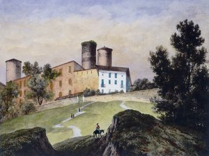Aquarelldruck von Francesco Gonin mit dem Schloss von Castiglione Falletto, wo es aufbewahrt wird von Unbekannt
