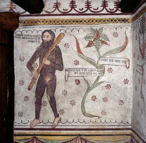 Wilder Mann von Sacco (Homo Selvadego), Fresko (15. Jahrhundert) von Benjamin Baud