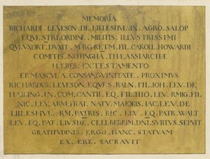 Wolverhampton - Lateinisches Epitaph von Admiral Richard Leveson in der St. Peter Kirche