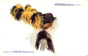 Frau mit Hut mit Straußenfeder