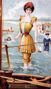 Junge Frau im Badeanzug in Boulogne-sur-Mer