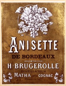 Flaschenetikett von Anisette de Bordeaux, späte 19. Jahrhundert