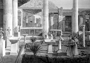 Touristen besuchen die Ruinen von Pompeji