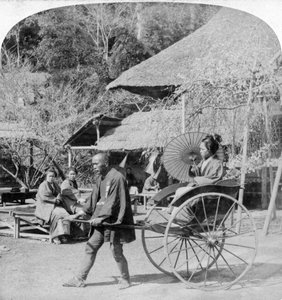 Morgendliche Fahrt in einer Jinrikisha-Rikscha, Sugita, Japan, 1896