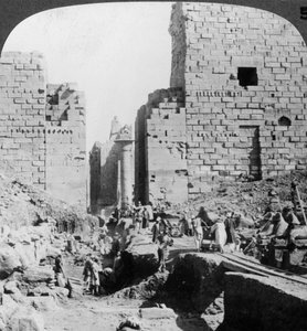 Ausgrabung einer Allee zum Tempel von Karnak, Theben, Ägypten, 1905