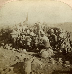 Gordon Highlander Signalmänner auf dem Signal Hill, Euslin, Südafrika, Burenkrieg, 1899-1902 von Underwood and Underwood