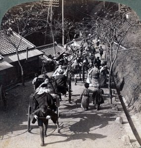 Reiten zum Daijingu-Tempel, für das Shinto-Fest der Verehrung der Sonnengöttin, Yokohama, Japan, 1904 von Underwood and Underwood