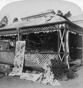 Der Club, der von einer 94-Pfund-Buren-Granate getroffen wurde, Belagerung von Mafeking, Südafrika, 1901
