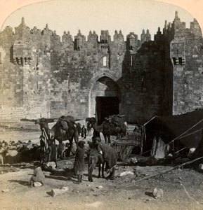 Das Damaskustor, der nördliche Eingang nach Jerusalem, Palästina, 1899 von Underwood and Underwood