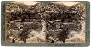 Das Tal von Kedron und das Dorf Siloam, außerhalb der Mauer von Jerusalem, Palästina, 1896 von Underwood and Underwood