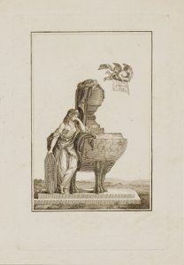 Mythologische Figur trauert über das Grab von Ludwig XVI
