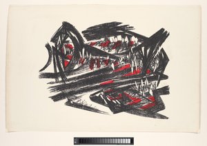 Abstrakte Darstellung in Rot, Schwarz und Weiß von Unknown
