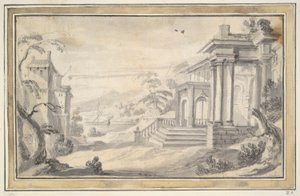 Italienische Landschaft mit imaginärer Villa von Unknown