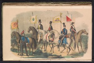 Kostüme und Fahnen der Ehrenwachen von Groningen, Leeuwarden und Utrecht, 1840-1842 von Unknown
