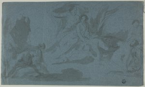 Mythologische Szene mit badender Frau