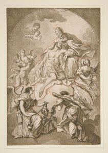 Die Himmelfahrt Christi mit Gott dem Vater und Engeln von Unknown