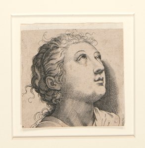 Ohne Titel (Frau schaut nach oben) von Unknown