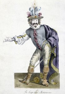 Theaterfigur des 16. Jahrhunderts: Capitan Matamore, Arts Deco von Unknown artist