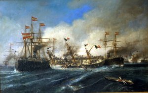 20.07.1866: Schlacht von Lissa vor Dalmatien: die Österreicher zerstören die italienische Flotte von Unknown artist
