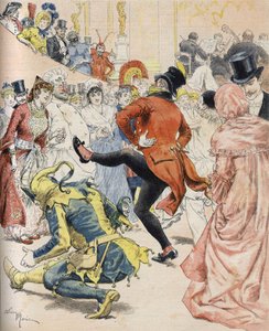 Ein Kostümball im 19. Jahrhundert. Illustration von Adrien Marie - in „Sonntagssonne“ vom Januar 1893. Bianchetti-Sammlung von Unknown artist