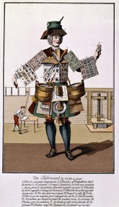 Ein Hersteller von Spielkarten. Gravur aus dem 17. - 18. Jahrhundert nach „The Playing Cards“.
