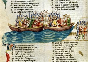 Eine Seeschlacht. Miniatur des 13. Jahrhunderts