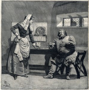 Eine Szene aus „Falstaff“ aus der gleichnamigen Oper von Giuseppe Verdi, die 1893 uraufgeführt wurde. Gravur in „Le Parisien“