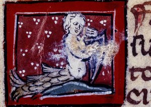 Eine Sirene - Bestiarium des 14. Jahrhunderts. Mailand, Biblioteca Trivulziana