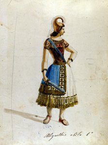 Abigaille-Kostüm in der Oper von Giuseppe Verdi (1813 - 1901), „Nabucco“ zuerst genannt „Nabucodonosor“ Museum der Scala