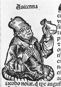 Abu Ali al Husain ibn Abdallah ibn Sina (Avicenna). Avicenna (980-1037), iranischer Arzt. Holzschnitt. 16. Jahrhundert