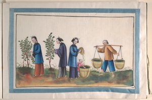 Album mit zwölf Gemälden von Menschen, die Seide herstellen von Unknown Artist