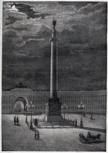 Alexander-Säule in St. Petersburg, Russland - Die Alexander-Säule in Sankt Petersburg - Gravur von 1870