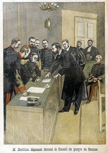 Alphonse Bertillon sagt vor dem Kriegsrat von Rennes aus (Dreyfus-Affäre) - in „Le Petite Journal“ von Unknown artist