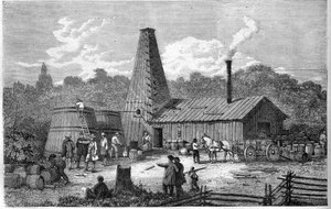 Eine Ölfabrik in Kanada im Jahr 1867. von Unknown artist