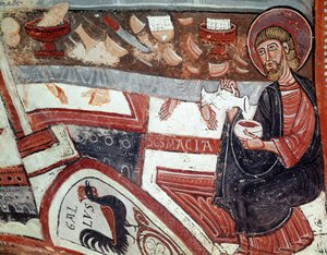 Apostel, der Wein serviert (Detail)