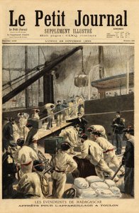 Bewaffnung in Toulon der Kreuzer Dupetit-Thouars und Laperouse und Einschiffung von 15.000 Truppen für eine Expedition nach Madagaskar von Unknown artist